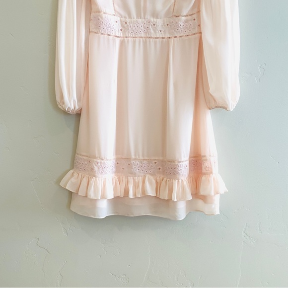 Rebecca Minkoff Prairie Embroidered Pinafore Ruffle Hem Bluff Dress Size Small - Picture 11 of 16